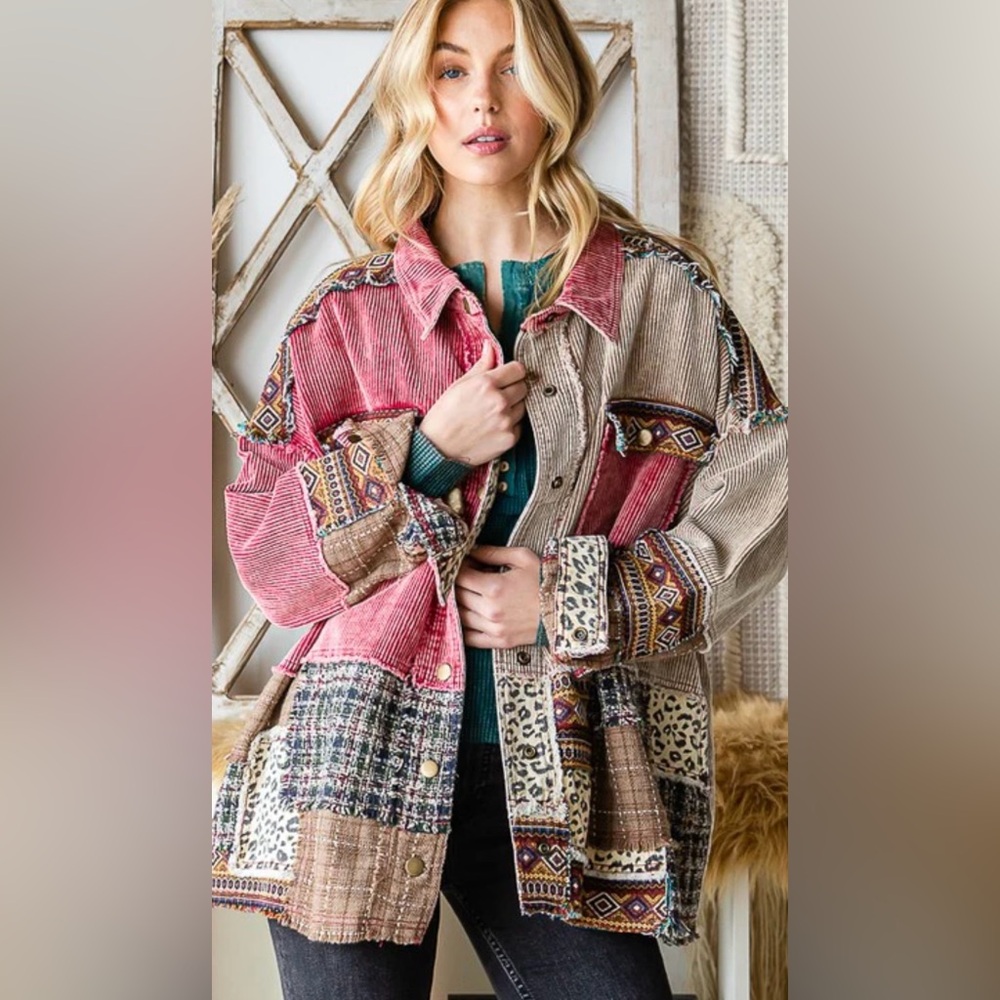 Oli & Hali Corduroy Patchwork Jacket Oversized Will Fit Plus Size Cotton NWOT